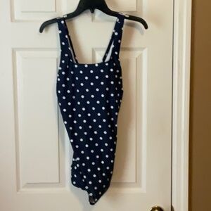 Lands End Women’s Retro Polka Dots Padded One Piece Swimsuit Size 14/16 NWT